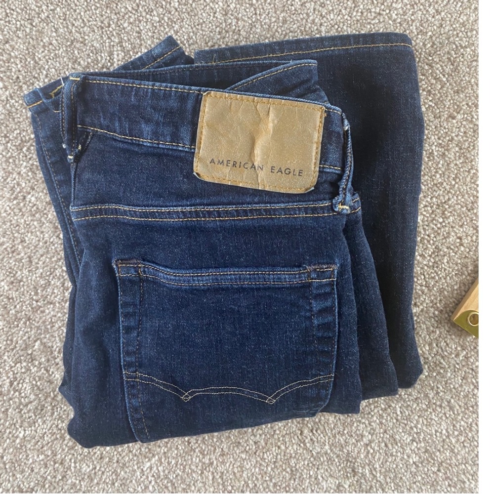 American Eagle Mens Slim Straight Ne(x)t Level Flex Dark Wash Jeans 30x33 Read